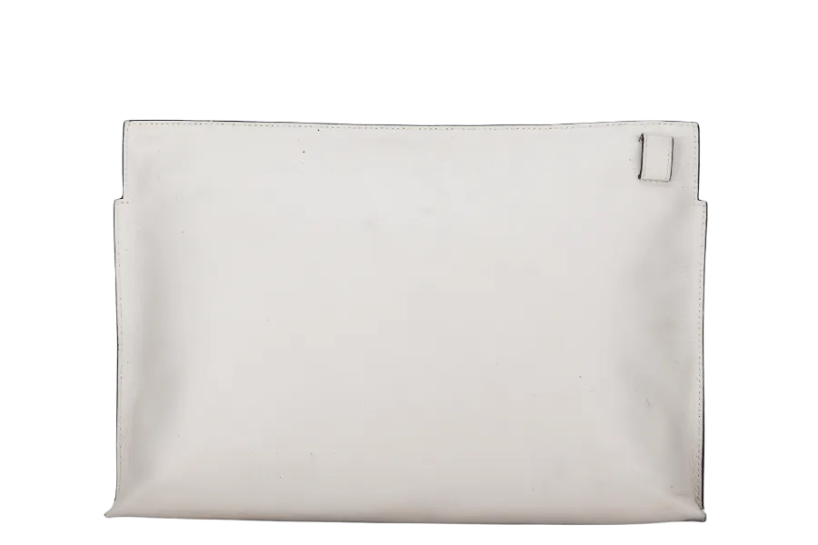 LOEWE T POUCH (06 14 07) WHITE CALF LEATHER SILVER HARDWARE, NO DUST COVER