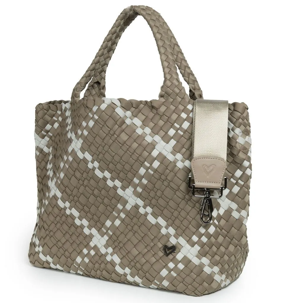 London Large Woven Tote - Buff & Ice Grey