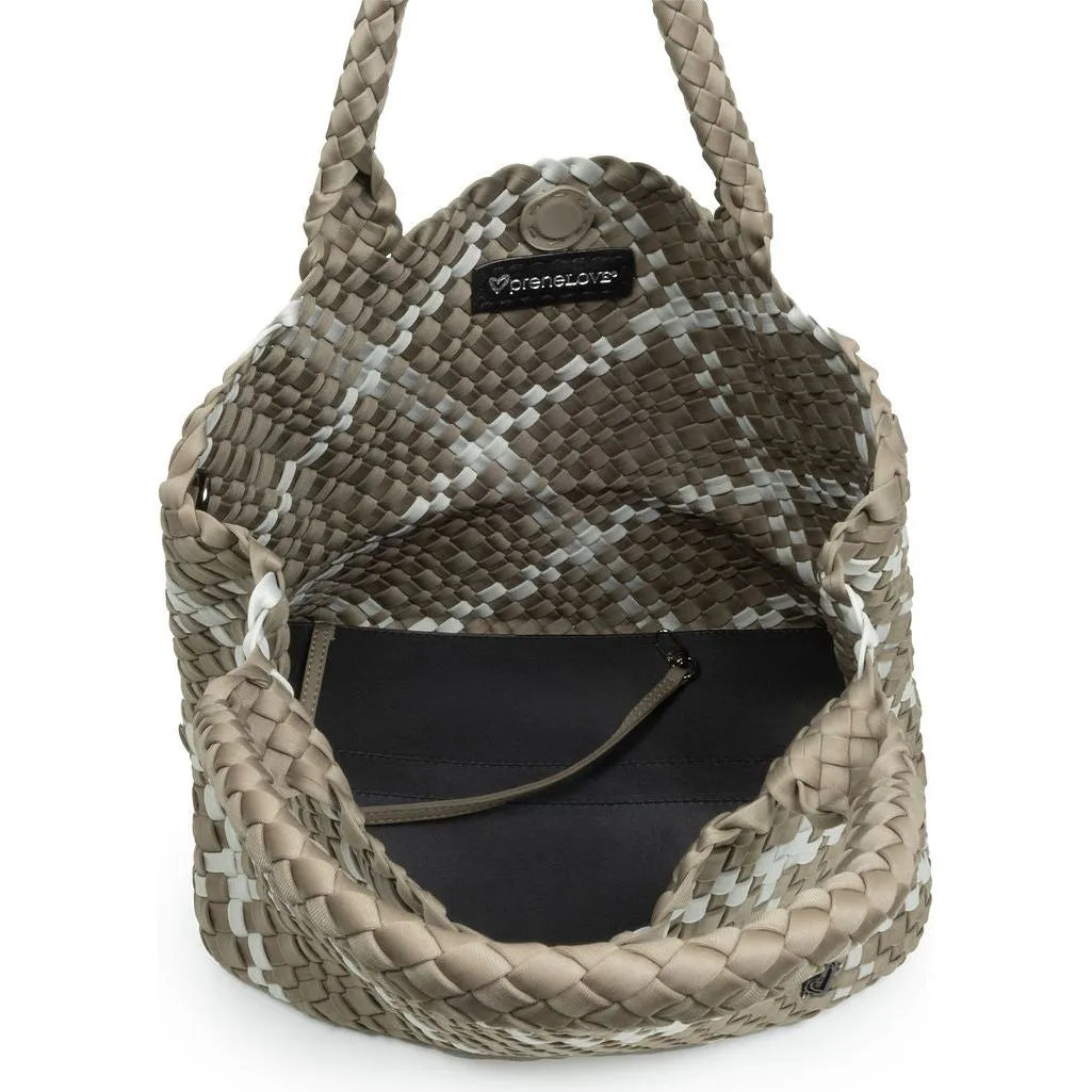 London Large Woven Tote - Buff & Ice Grey