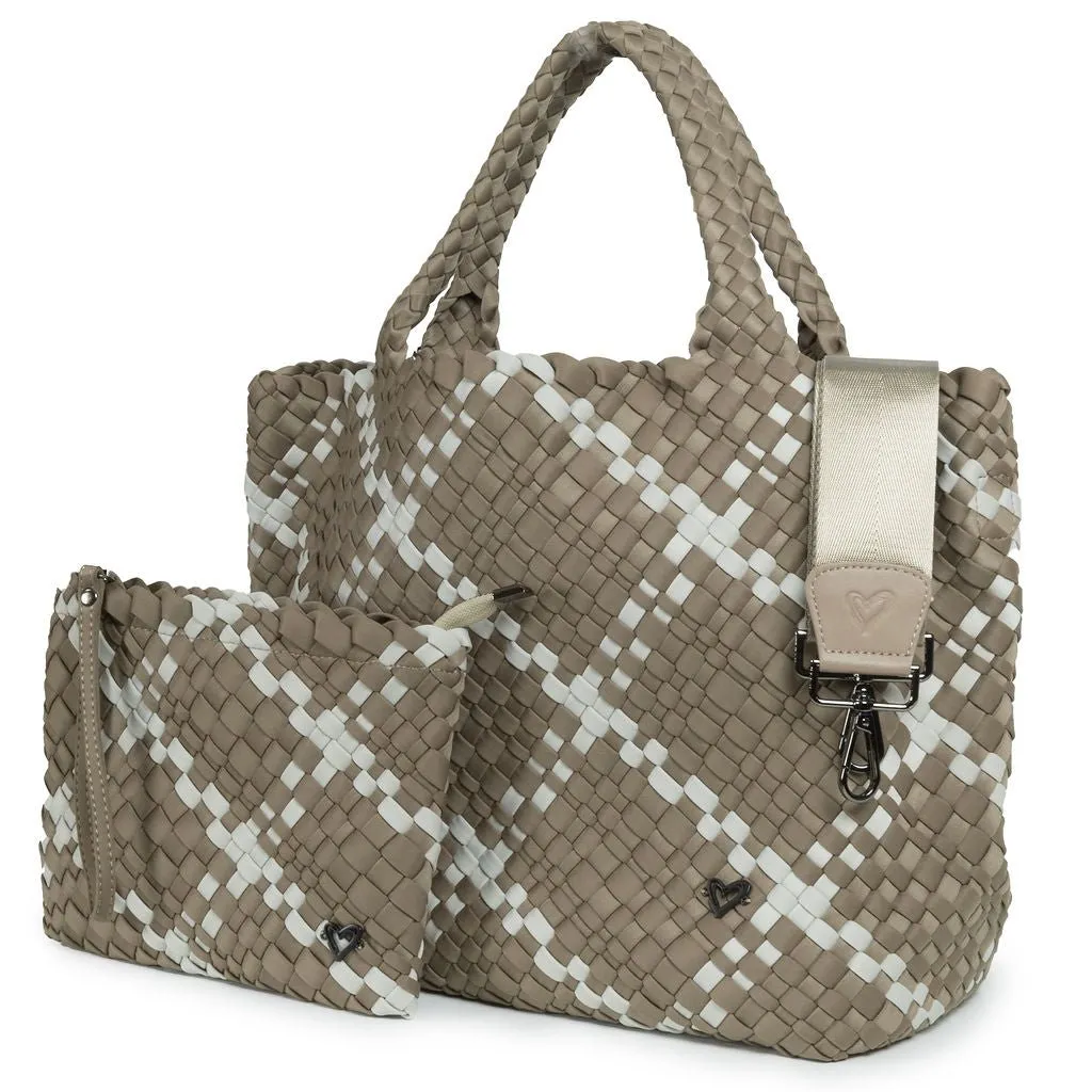 London Large Woven Tote - Buff & Ice Grey