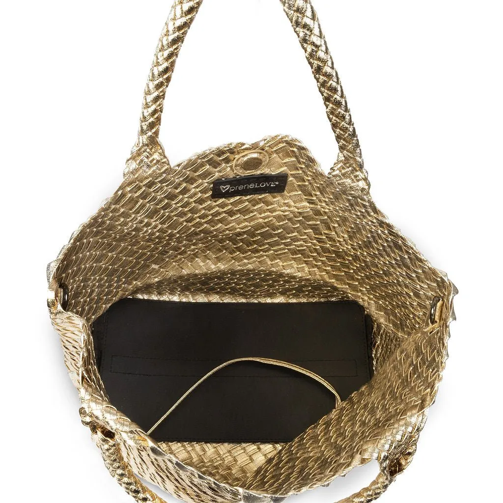 London Large Woven Tote - Gold