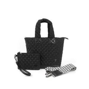 Milton Quilted Puffer Small Tote (Black)