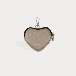 Mini Heart Pouch - Greige/Silver