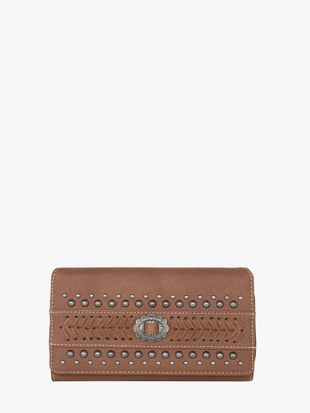 Montana West Concho Studs Whipstitch Wallet