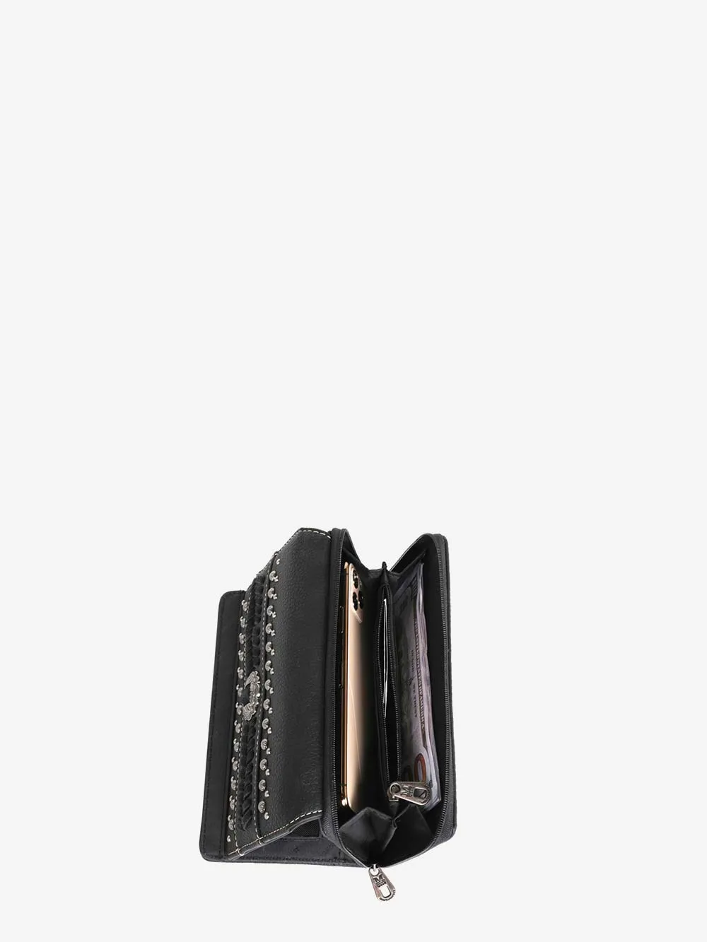 Montana West Concho Studs Whipstitch Wallet