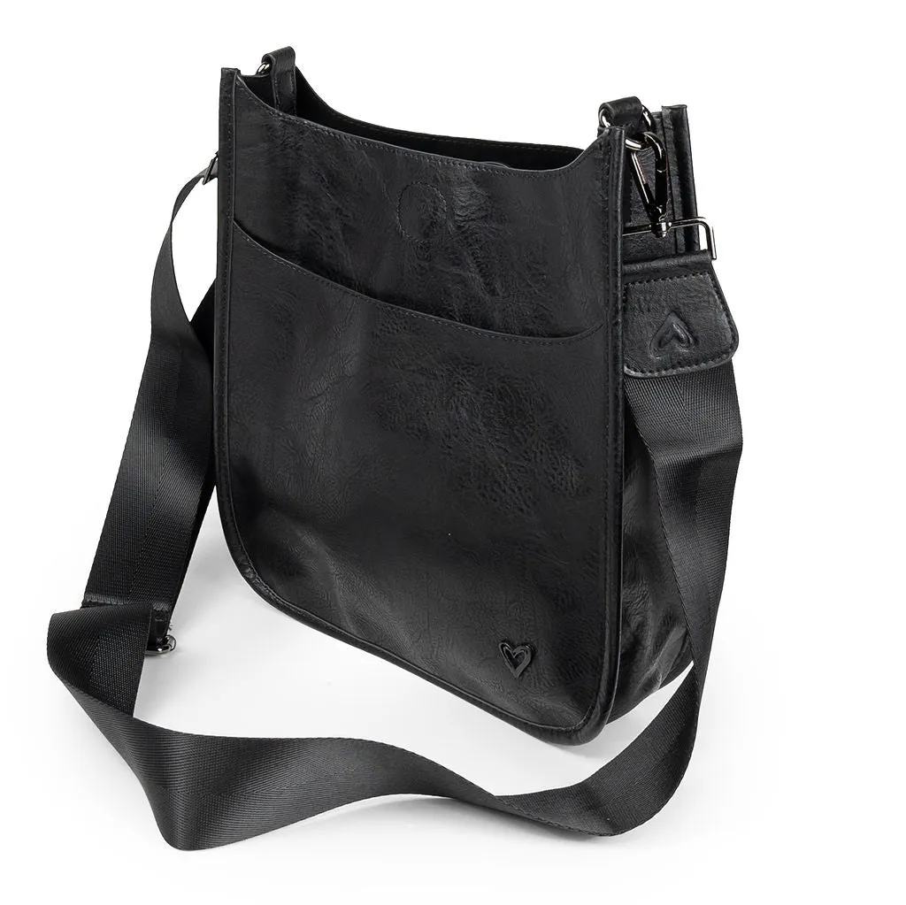 NEW: Oakville Vegan Leather Messenger - Black