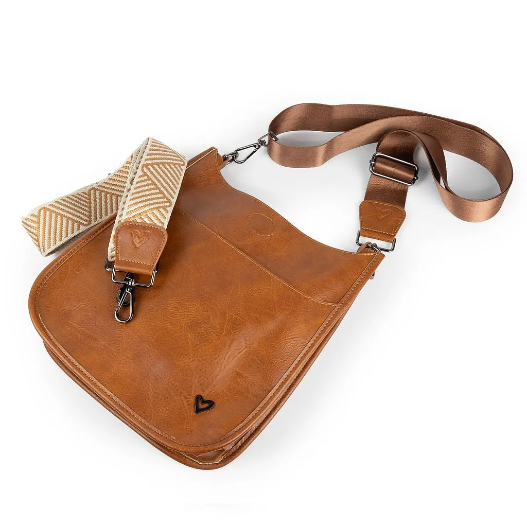 NEW: Oakville Vegan Leather Messenger - Brown