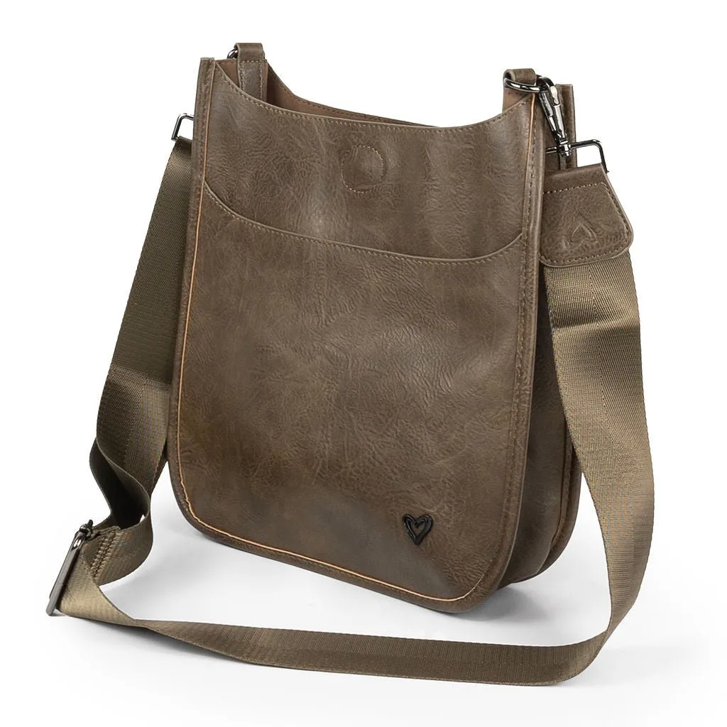 NEW: Oakville Vegan Leather Messenger - Chocolate