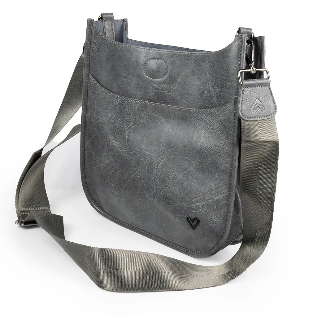 NEW: Oakville Vegan Leather Messenger - Grey