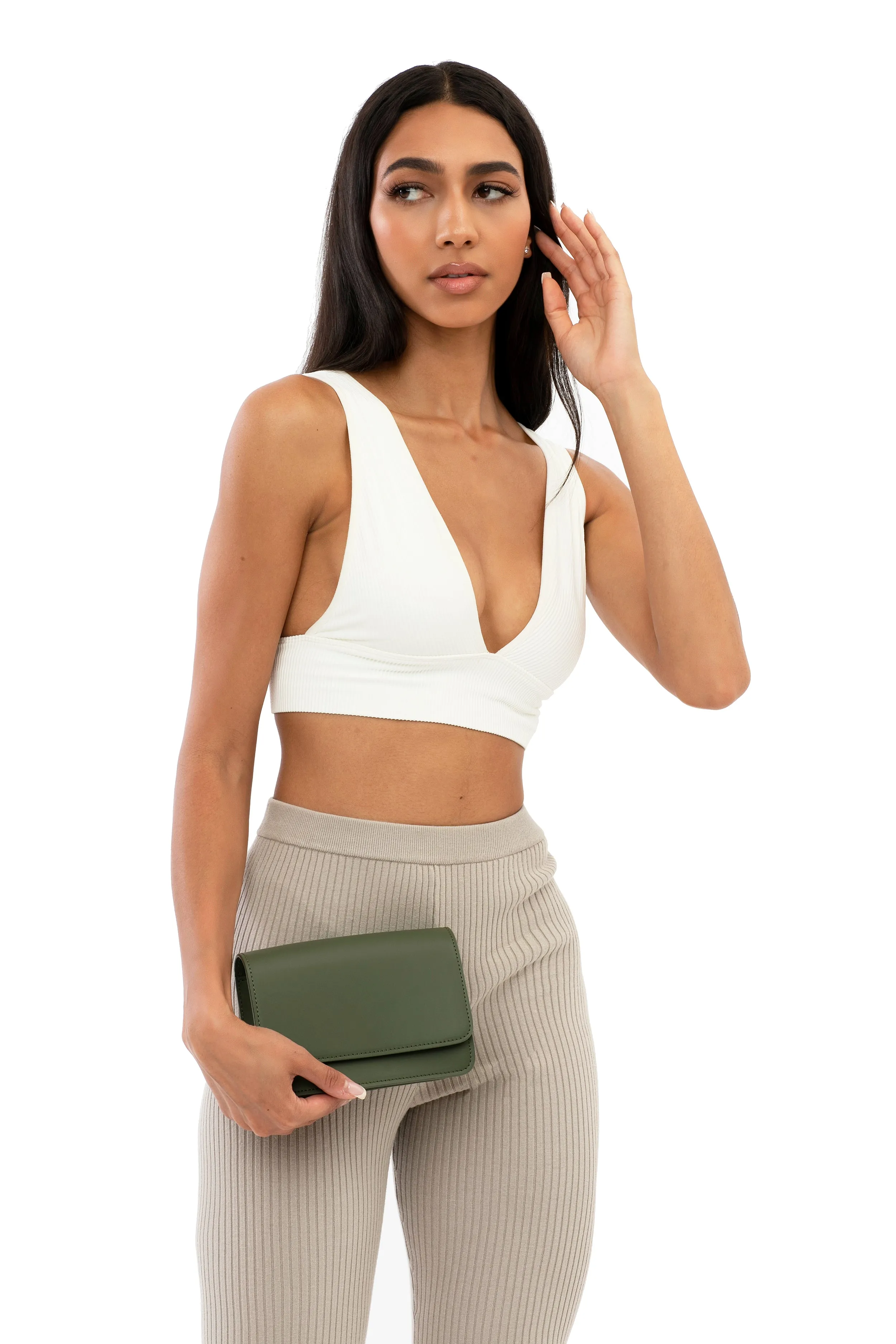 Parisian Leather Belt Bag in Olive Green