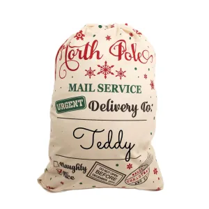 Personalised North Pole Urgent Delivery Santa Sack