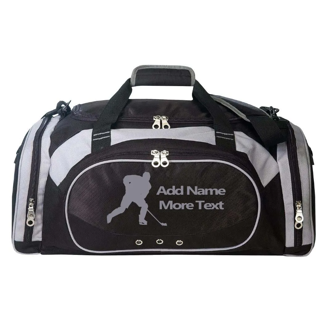 Personalized Deluxe Sports Duffel Bag for Kids and Adults - Hockey