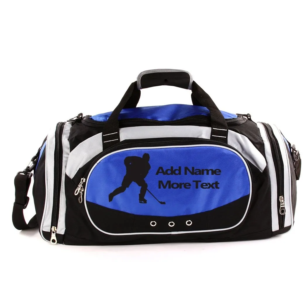 Personalized Deluxe Sports Duffel Bag for Kids and Adults - Hockey