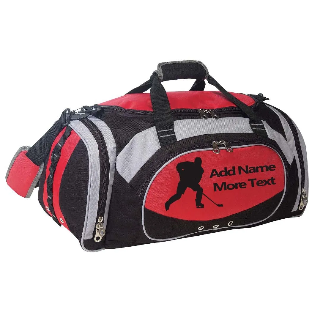 Personalized Deluxe Sports Duffel Bag for Kids and Adults - Hockey