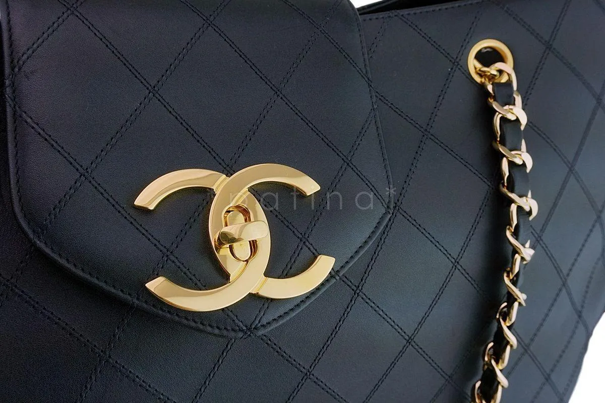 *rare condition* Chanel Vintage Black Weekender Supermodel XL Shopper Tote Bag 24k GHW