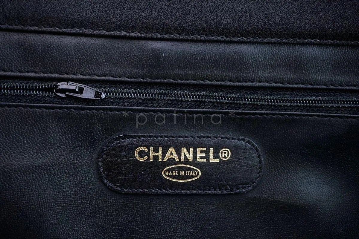 *rare condition* Chanel Vintage Black Weekender Supermodel XL Shopper Tote Bag 24k GHW