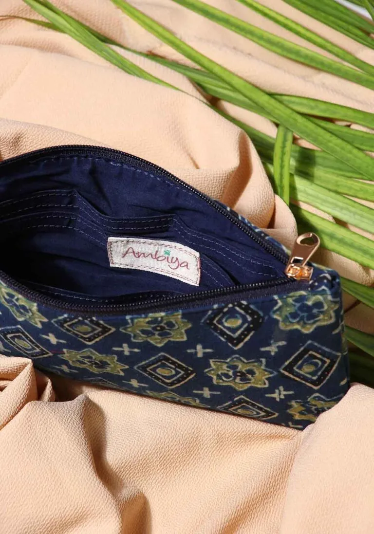 Sapphire HandBlock Print Fabric Multiutility Pouch