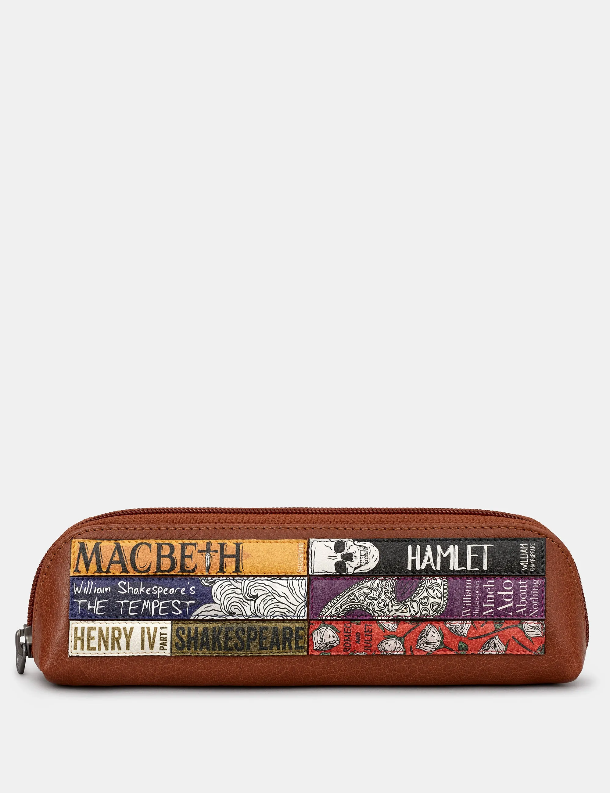 Shakespeare Bookworm Brown Leather Pencil Case