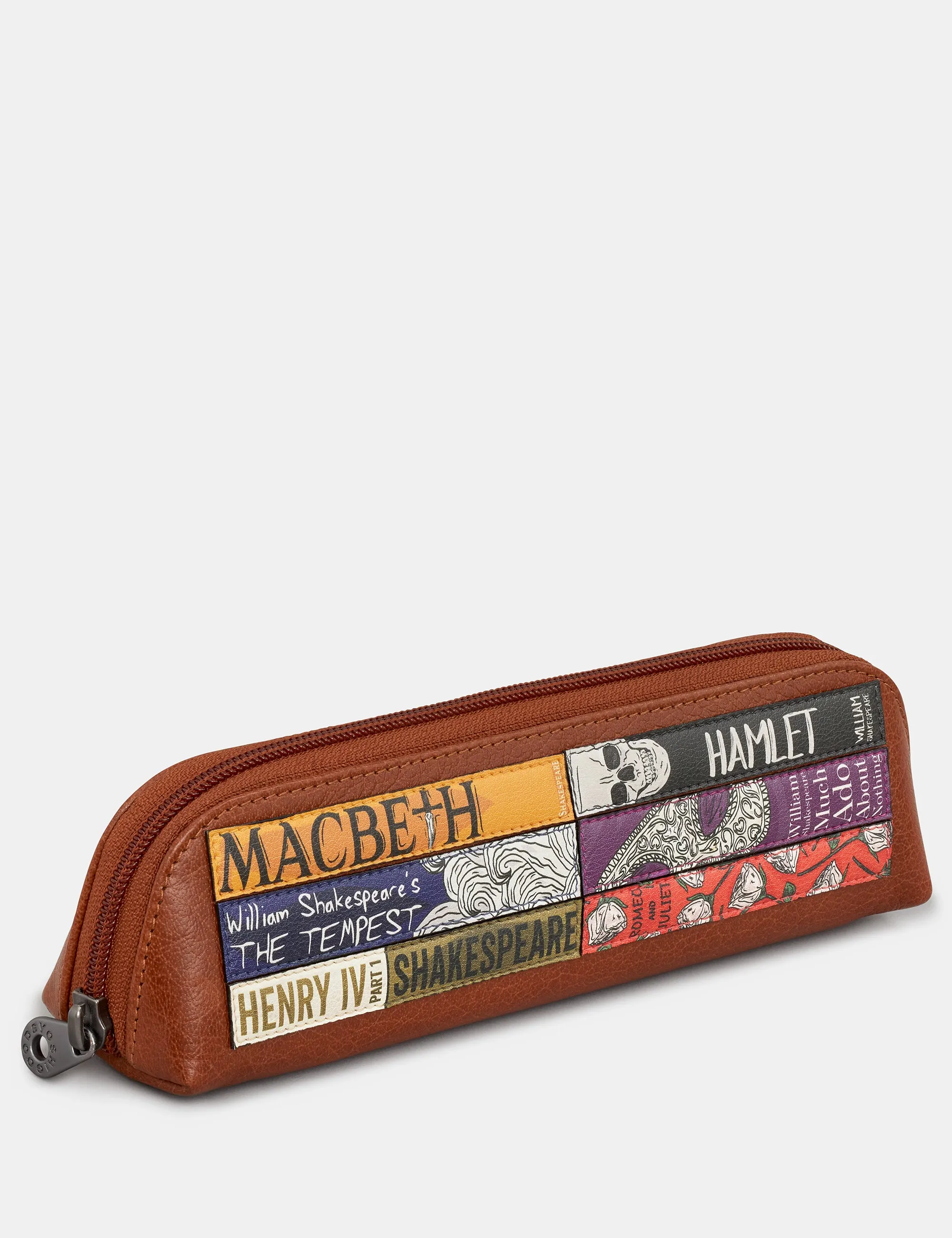 Shakespeare Bookworm Brown Leather Pencil Case