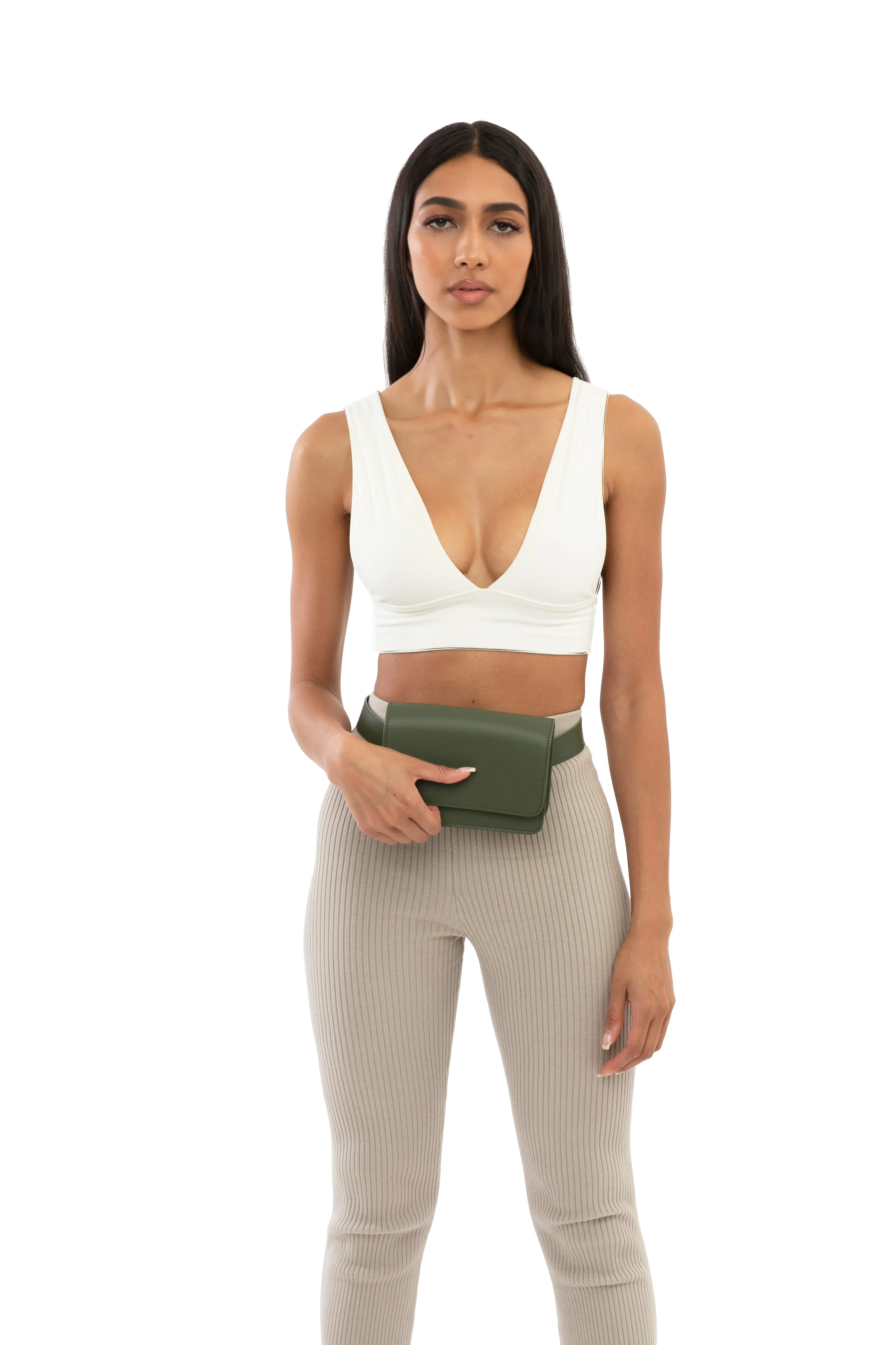 SSW - Parisian Leather Belt Bag in Olive Green