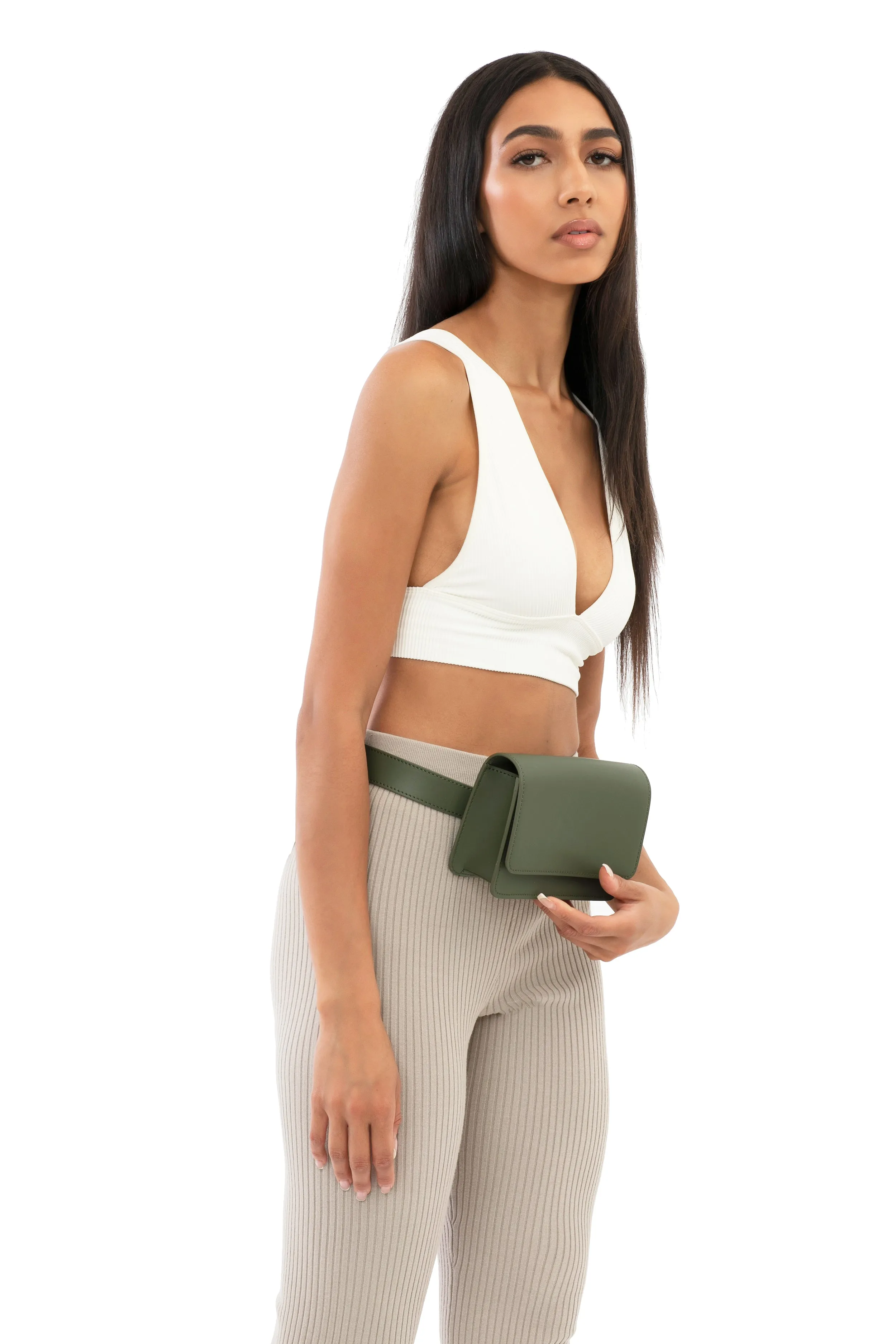 SSW - Parisian Leather Belt Bag in Olive Green