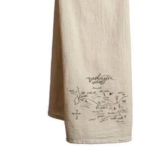 Tea Towel Washington Calligraphy Map