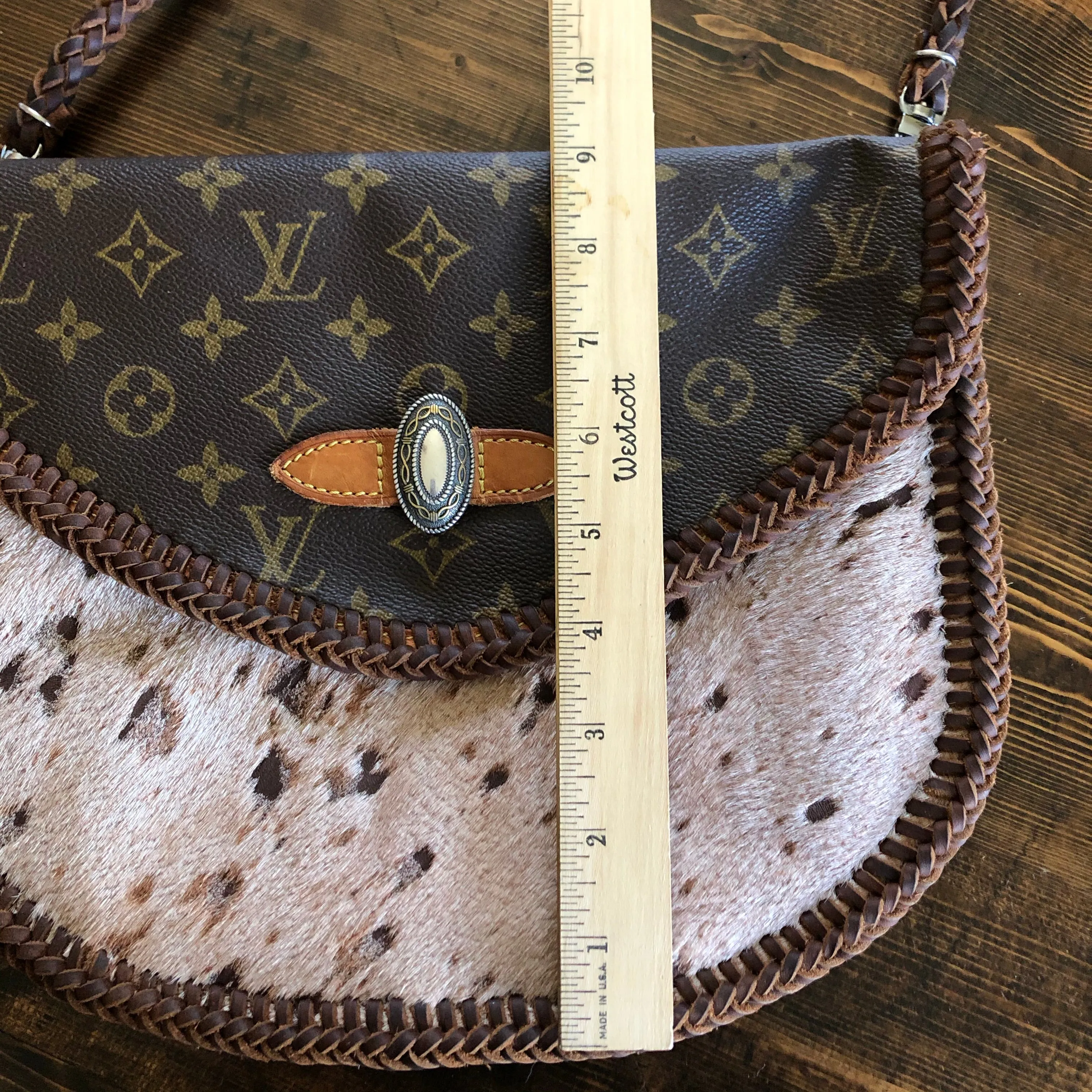 The Peacock Messenger - Chocolate Hair-on-Hide Monogram