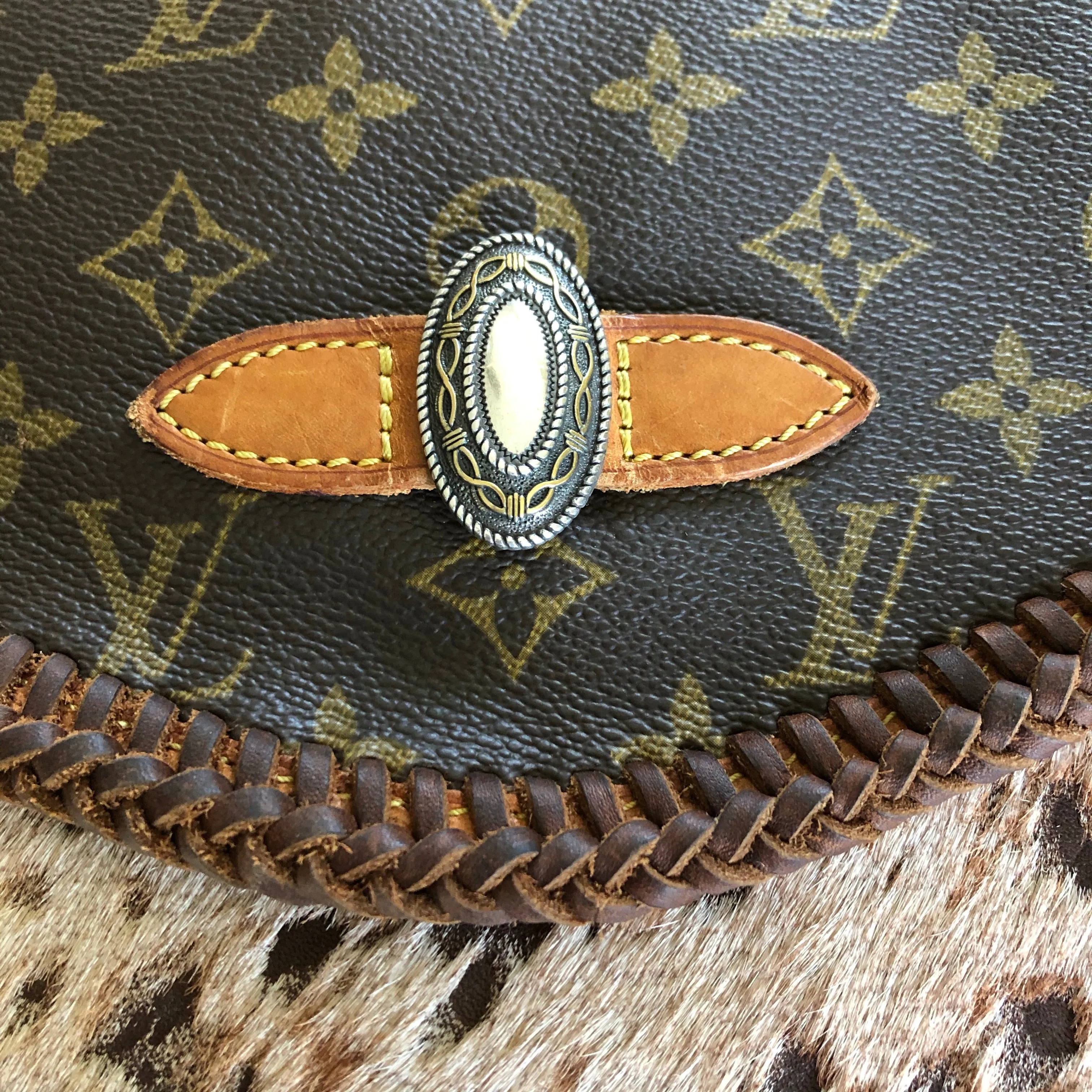 The Peacock Messenger - Chocolate Hair-on-Hide Monogram