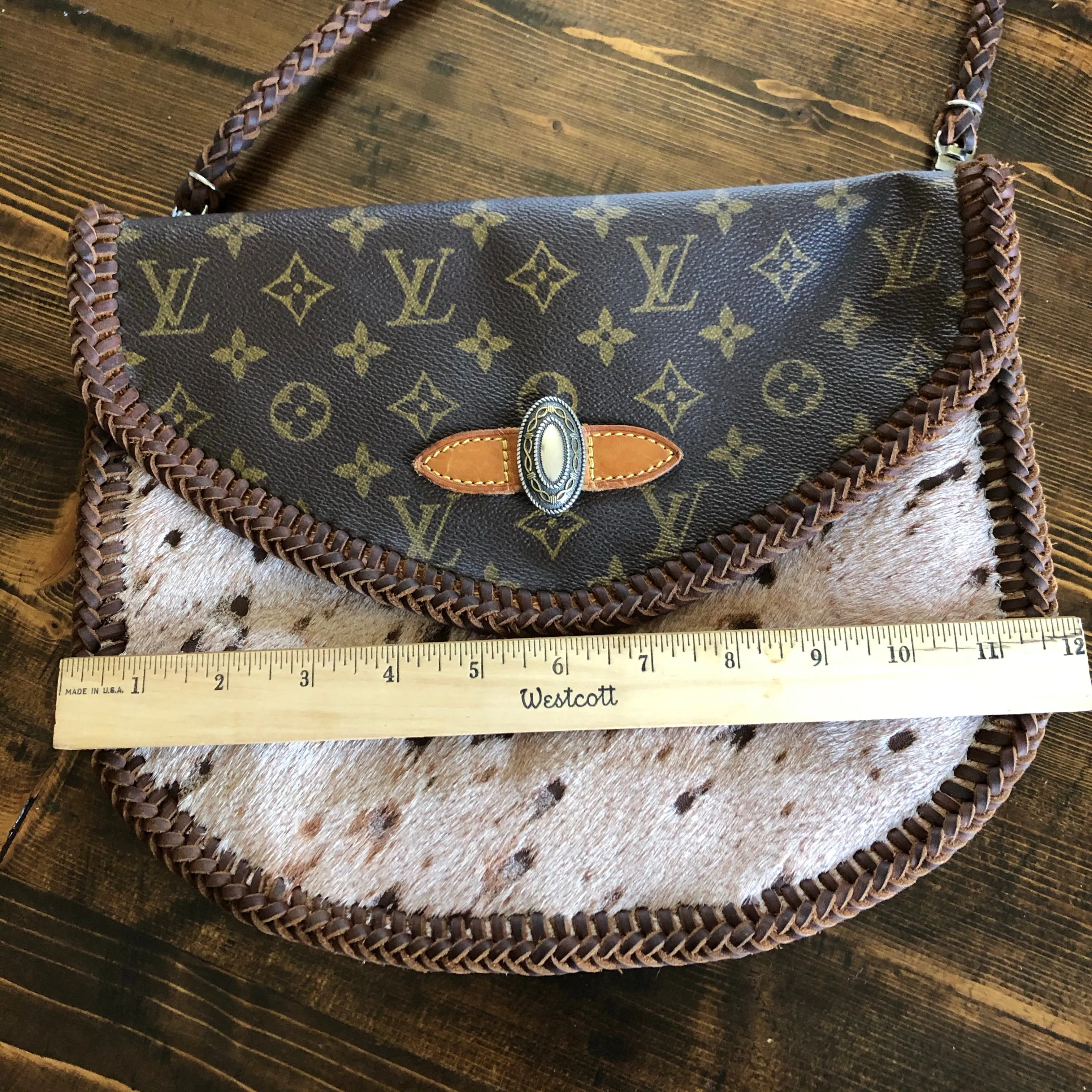 The Peacock Messenger - Chocolate Hair-on-Hide Monogram