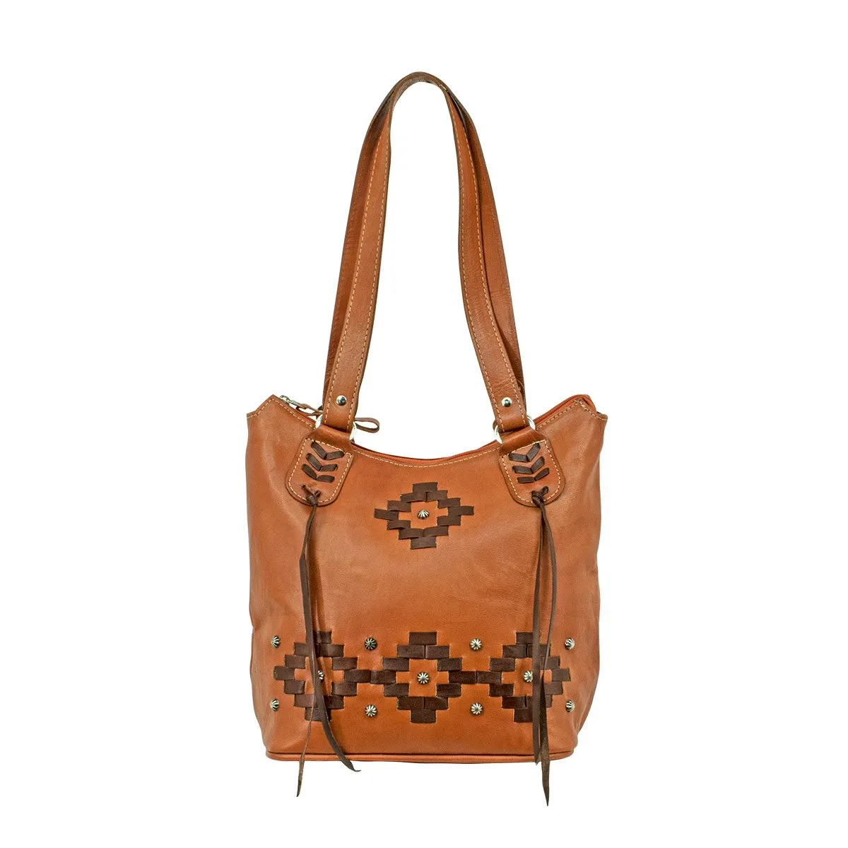 Tribal Weave Zip-Top Bucket Tote