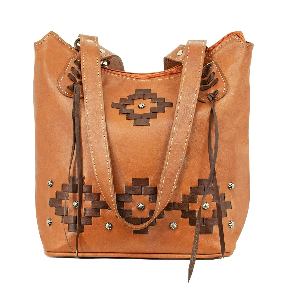 Tribal Weave Zip-Top Bucket Tote