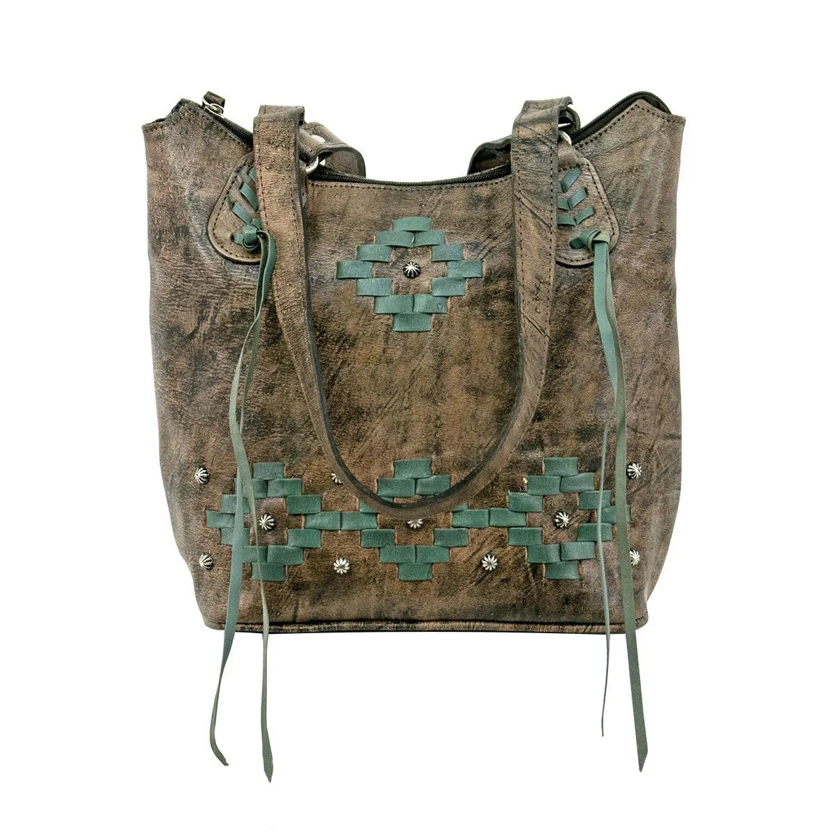 Tribal Weave Zip-Top Bucket Tote