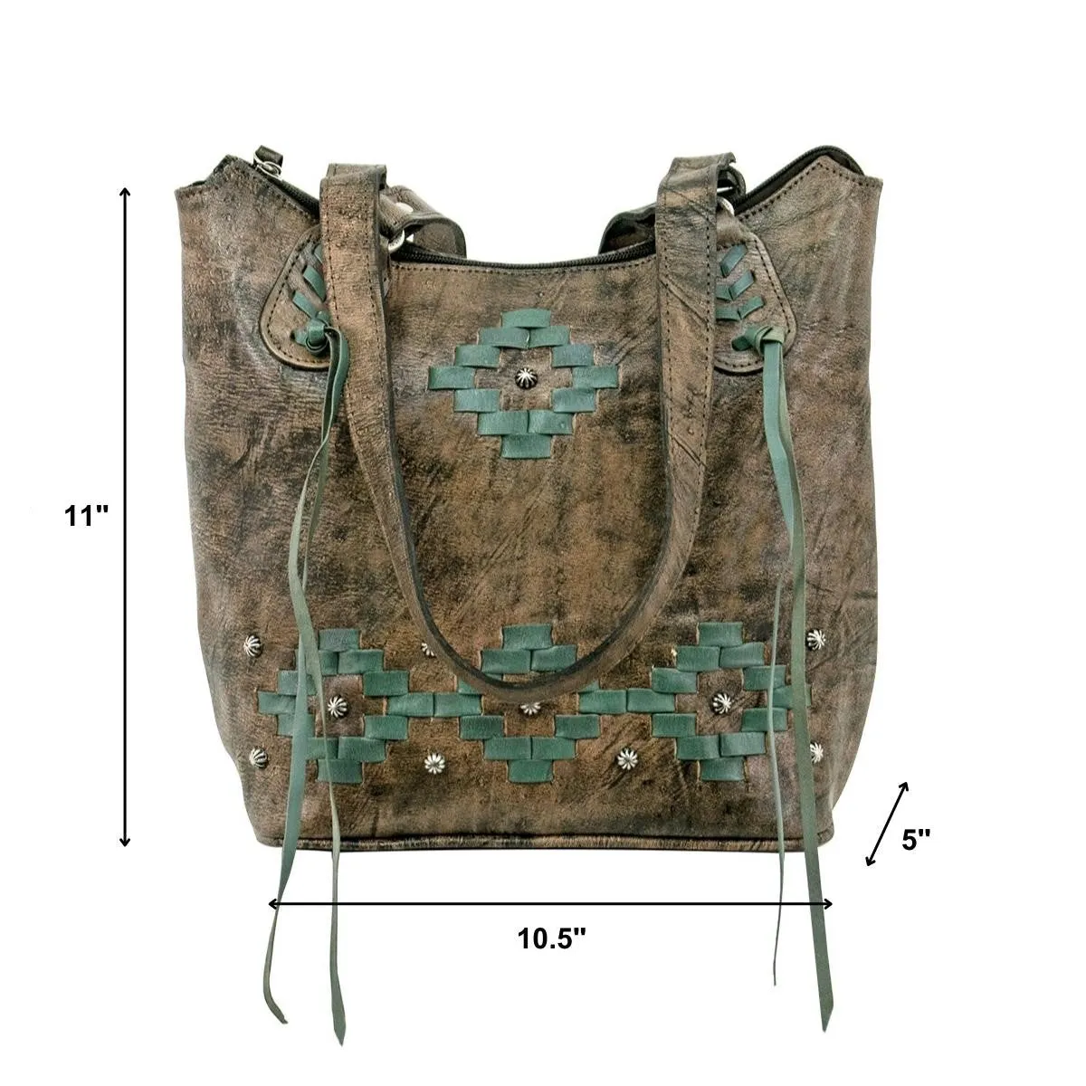 Tribal Weave Zip-Top Bucket Tote