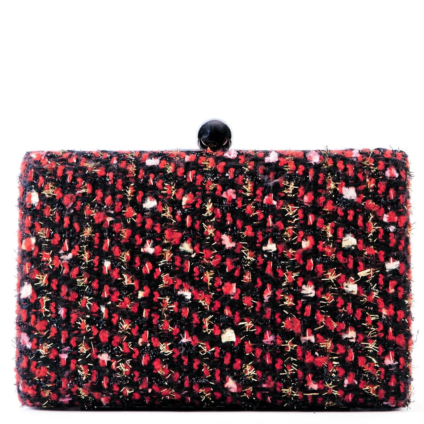 Woven Red and Black Multi Hard Case Box Clutch Bag