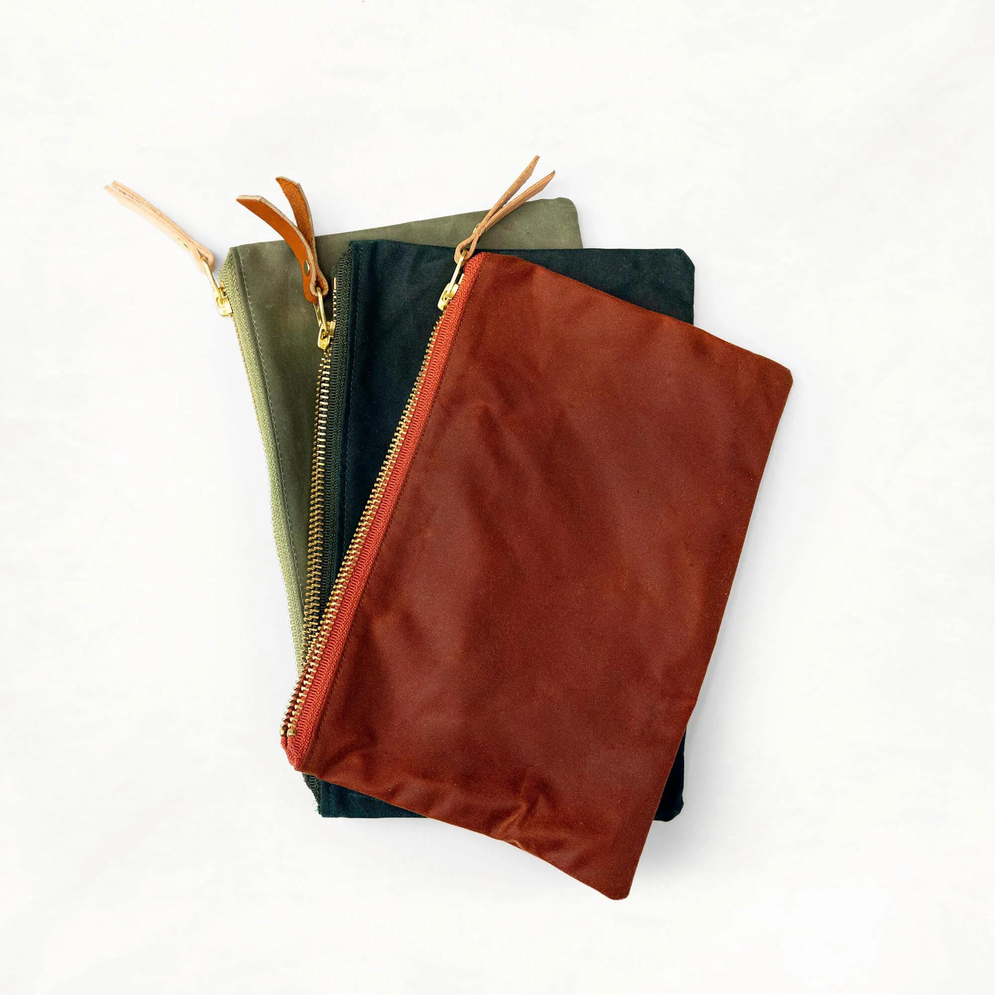 Zipper Pouch  - Tan Leather   Hardware Kit