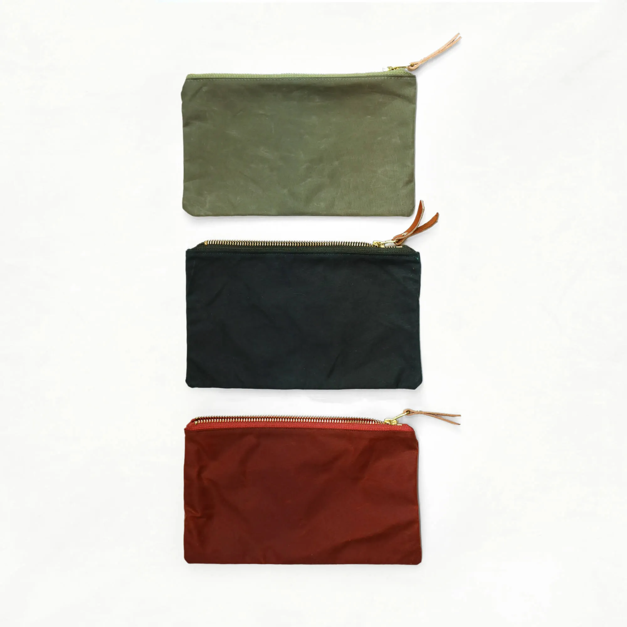 Zipper Pouch  - Tan Leather   Hardware Kit